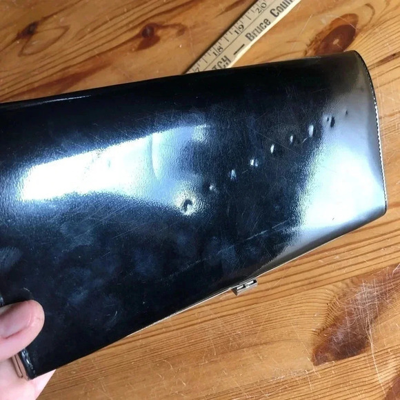 Vtg  Patent Leather Black Clutch - Picture 9 of 9